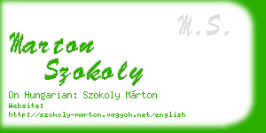 marton szokoly business card